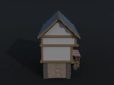 Cartoon medieval house 4 Polygonal Style Low-poly 3D model