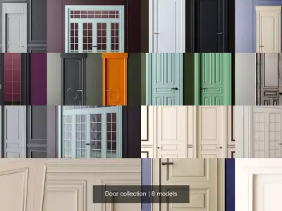 Door collection two doors mockup 3D Model Pack