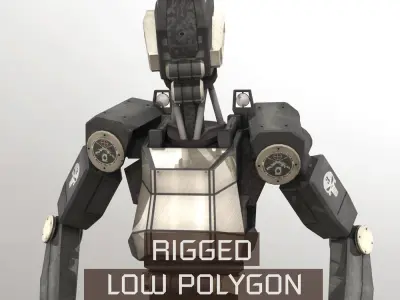 Robots Rigged Low Poly 3D Model Pack