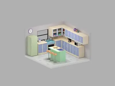 Kitchen Low-poly 3D model