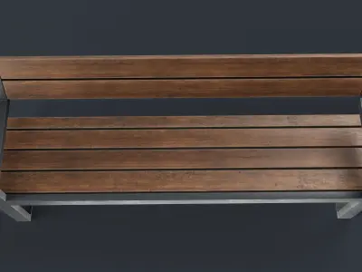 Modern Outdoor Bench 10 PBR Game Ready Low-poly 3D model