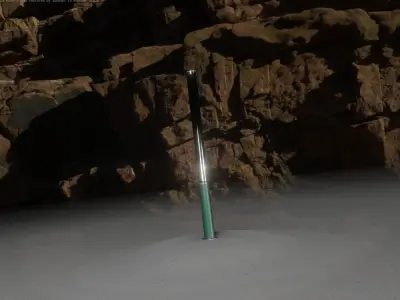 Low-Poly Moss Green Light Column 28 - Street Light Set-9 Low-poly 3D model