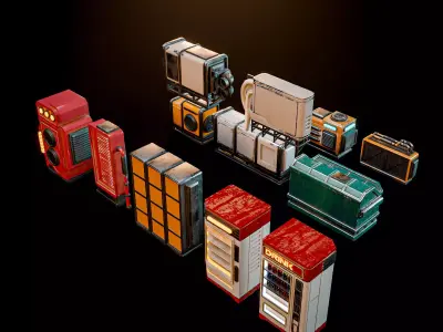 SCIFI CYBERPUNK FUTURISTIC PROP KIT Low-poly 3D model