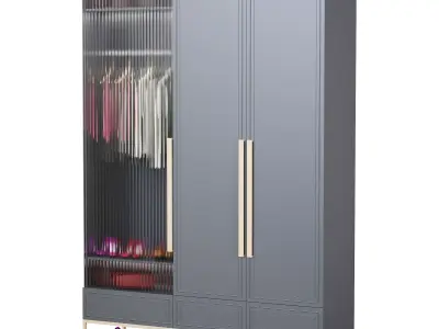 Hallway Set wardrobe with two doors and pairs of shoes 3D model