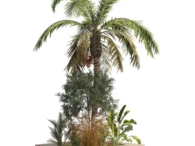 Garden Island plants  Low-poly 3D model