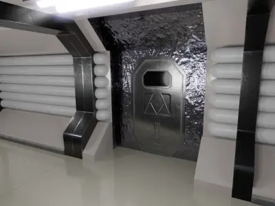 Sci-fi Corridor Retro Low-poly 3D model