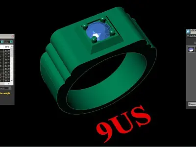 Light Gold Diamond Men Ring 2MR088 3D model
