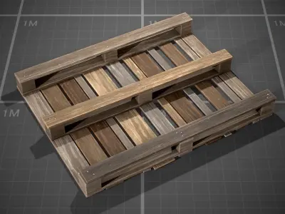 Wooden Pallets Low-poly 3D model