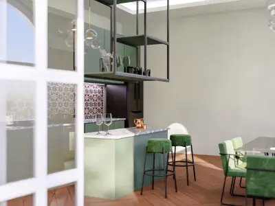 Blender Kitchen Scene Low-poly 3D model