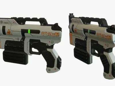 Sci Fi Gun Low-poly 3D model 9