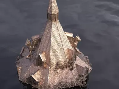 Medieval Lion Tower Overgrown Turret Tower 7  3D model