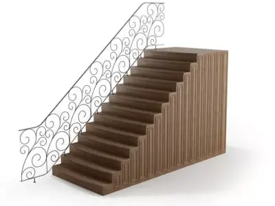 Metal Scroll Work Railing 3D model