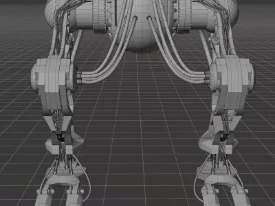 Sci-Fi Mechanical hydraulic Robot  Low-poly 3D model
