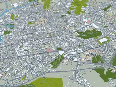 Zhongshan Guangdong Province China 80km AI Low-poly 3D model