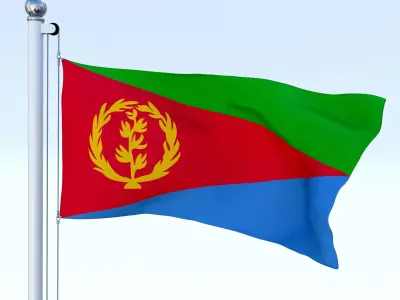 Animated Eritrea Flag Low-poly 3D model
