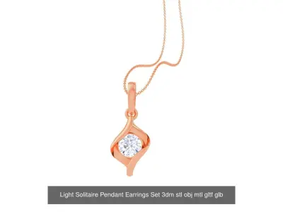 17 Light Solitaire Pendant Earrings Set 3dm stl obj mtl gltf glb 3D Model Pack