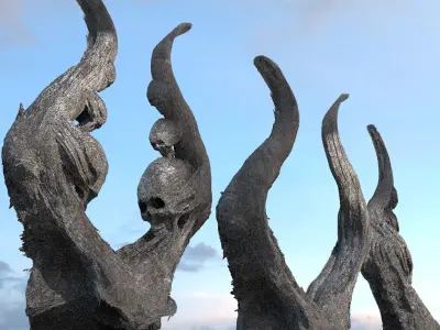 Alien meteor Scull walls 6 designs 3D model