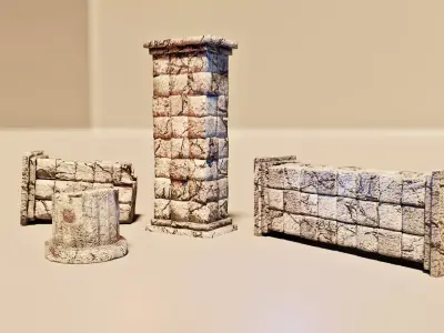Ancient Pillars Low-poly 3D model