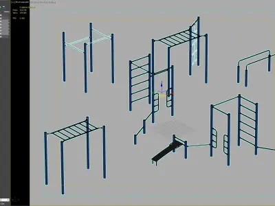 Outdoor Calisthenics Workout Stations Set 3D model