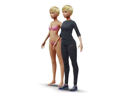 Young Woman - Smart Casual Clothes - Street Style Outfit - Cloth Low-poly 3D model