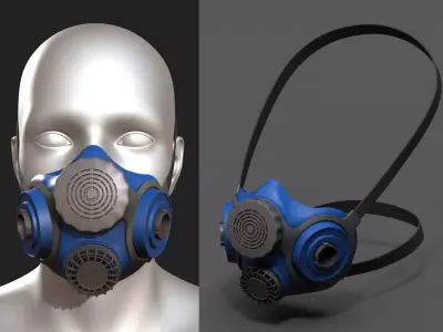 Gas mask respirator scifi military futuristic technology  Low-poly 3D model purchase
