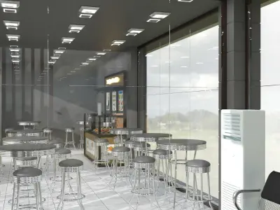Stop with a cafeteria 3D model