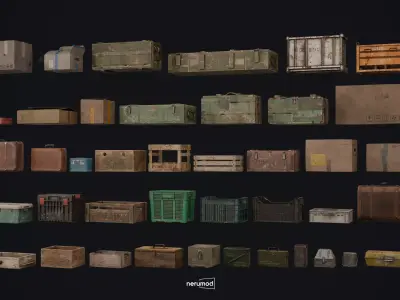 Industrial and Military Crates 3D Model Realistic Pack Low-poly 3D model