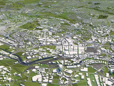 Leeds 50x50km 3D City Map 3D model
