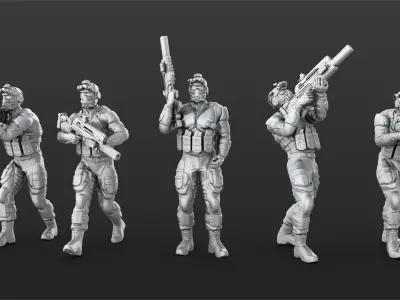 38 figure Sci fi soldier set 3D print model