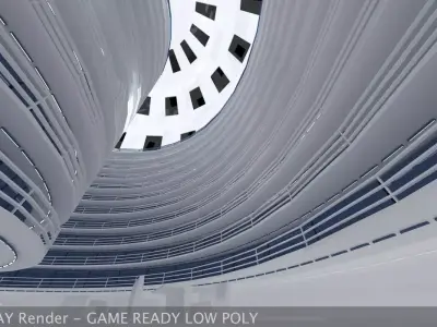 Ultra Modern Futuristic Data Center Low-poly 3D model