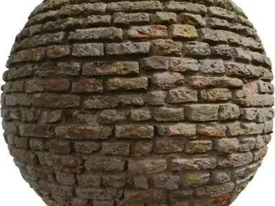 Aged Cobblestone Brick Pavers PBR Texture Texture