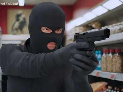  Thief Character Wearing Mask Rigged 