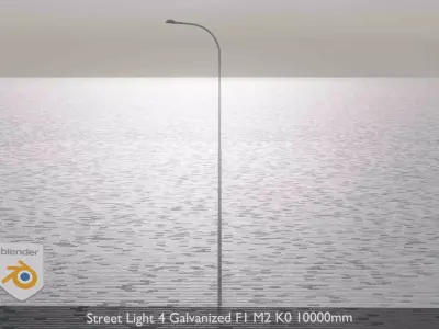 Street Light 4 Galvanized F1 M2 K0 10000mm Low-poly 3D model