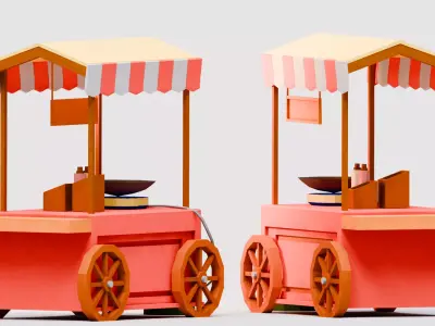 Amusement Park - Food Cart 2 Low-poly 3D model