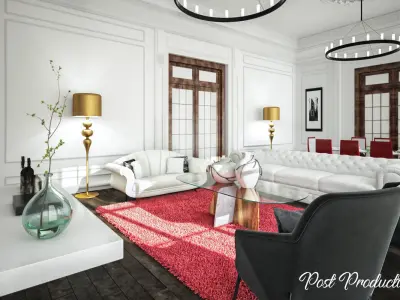 Modern-Classic Living Room - Ready to render  3D model