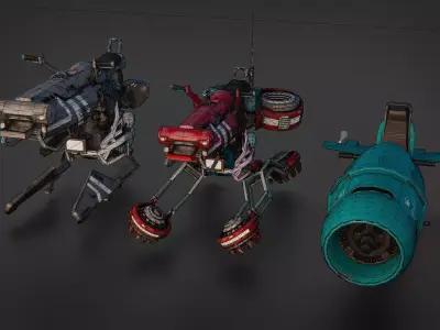 Sci-Fi Hover Bikes Pack - Production Ready 3D model