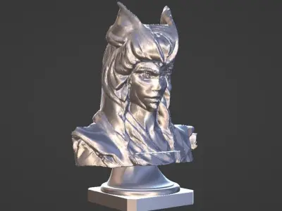 Sci-Fi Warrior Priestess Bust  Jedi-Inspired Character 3D print model