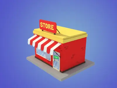 store cartoon low poly 3D model