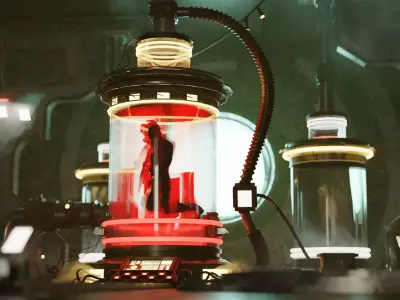 Alien Steam Laboratory Set Low-poly 3D model