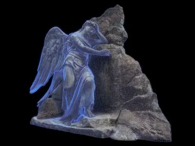Headstone angel Low-poly 3D model