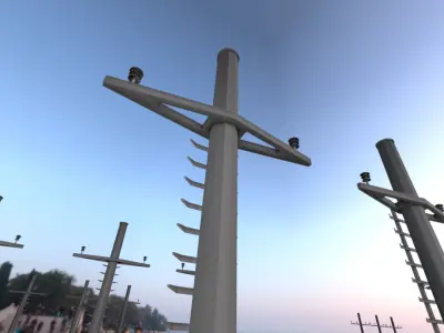 Concrete Electricity Pole with Ladder - Object 052 Low-poly 3D model