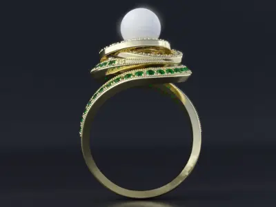 Spiral ring with stones 3D print model