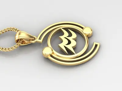 Galaxy Aquarius Light Gold Pendant Version 8 3D print model