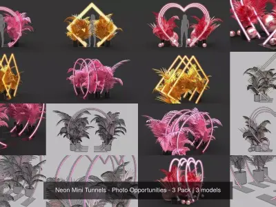 Neon Mini Tunnels - Photo Opportunities - 3 Pack