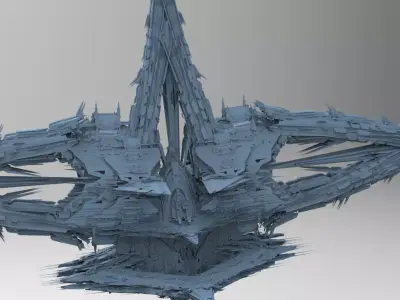 Spaceship Cloud fusion towers 3D model