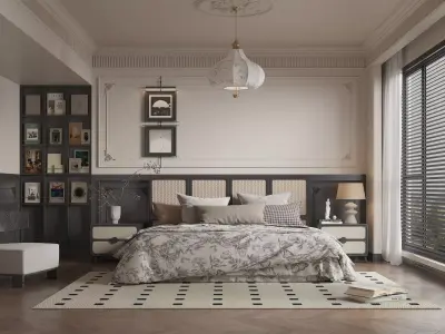 French Style Bedroom Low-poly 3D model