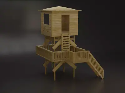 Lifeguard Hut Low-poly 3D model