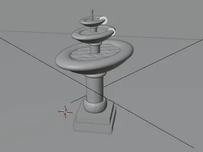 fountain with water on top Low-poly 3D model
