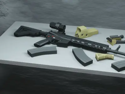 weapons pack low poly Low-poly 3D model