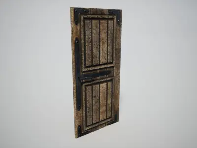 Wooden Medieval Door Low-poly 3D model
